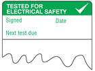 Tested for electrical safety, next test due cable wrap label