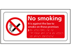 No smoking, Its against the law to smoke on these premises text and symbol sign.