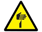 Sharp element warning symbol label.