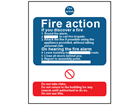 Fire action safety sign.