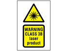 Warning Class 3B laser product symbol and text safety sign.