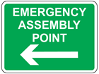 Emergency assembly point, arrow left sign