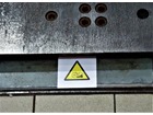 Foot trap hazard symbol safety sign.