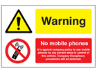 Warning, No mobile phones safety sign.