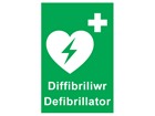 Diffibriliwr, Defibrillator. Welsh English sign.