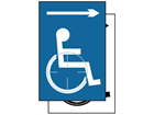 Disabled wheelchair symbol, arrow right sign.