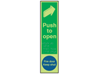 Push door to open / fire door keep shut fingerplate photoluminescent sign.