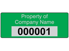 Assetmark foil serial number label (text on colour), 19mm x 50mm