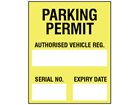 Parking permit label, yellow background