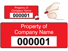 Assetmark destructible serial number label (text on colour), 19mm x 50mm