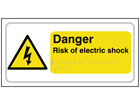 Danger Risk of electric shock text and symbol sign.