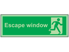 Escape window photoluminescent safety sign