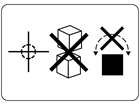 Centre of gravity, do not stack, do not roll packaging symbol label