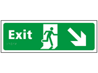 Exit, running man, arrow down right sign.