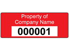 Assetmark tamper evident serial number label (text on colour), 19mm x 50mm