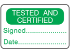 Tested and certified label