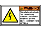 Risk of electric shock label