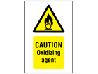 Caution oxidizing agent symbol and text safety sign.