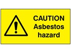 Caution asbestos hazard safety label.