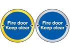 Fire door keep clear symbol door sign.