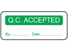 Q.C. Accepted label.