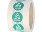 Safe for disposal symbol and text safety label.
