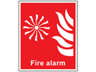 Fire alarm symbol and text safety sign.