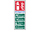 Dry powder fire extinguisher safety sign.