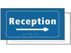 Reception, arrow right sign.