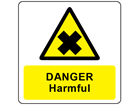 Danger harmful symbol and text safety label.