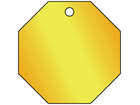 Blank brass octagonal metal tags.