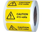 Caution 415 volts label.
