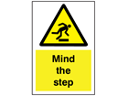 Mind the step symbol and text sign