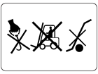 Do not use hooks, no forklifts, do not use carts packaging symbol label
