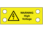 Warning high voltage cable tie tag.