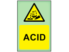 Acid photoluminescent safety sign