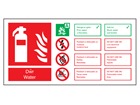 Dŵr / Water fire extinguisher safety sign.