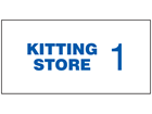 Kitting store sign, with location