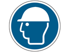 Wear head protection symbol floor graphic marker.