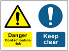 COSHH. Danger contamination risk, Keep clear sign.