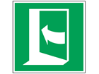 Push to open (arrow left) sign.