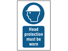 Head protection must be worn symbol and text safety sign.