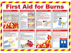 First aid for burns poster.