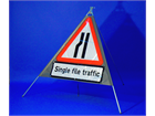 Single file traffic (offside) road sign