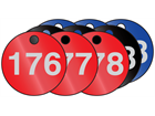 Coloured aluminium valve tags, numbered 176-200