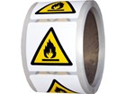 Caution fire risk symbol label.