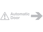 Automatic door with arrow window safety decal