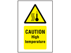 Caution High temperature symbol and text safety sign.