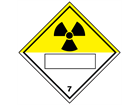 Radiation, class 7, hazard diamond label (with write on panel)