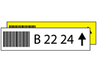 Warehouse Racking Labels, 50mm x 200mm - Text, Barcode and Arrow